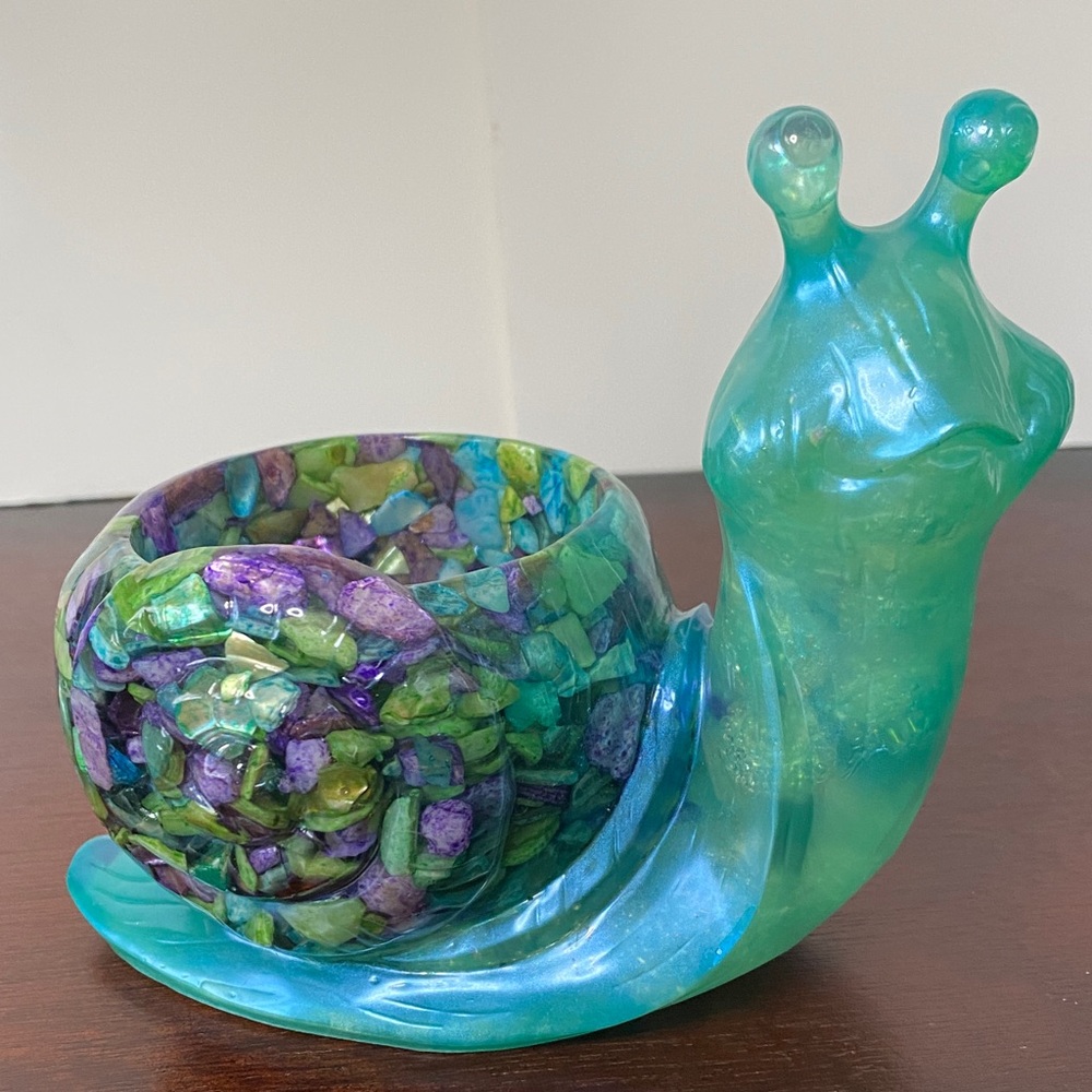 Vibrant Snail Planter or Trinket Holder- Handmade with Resin